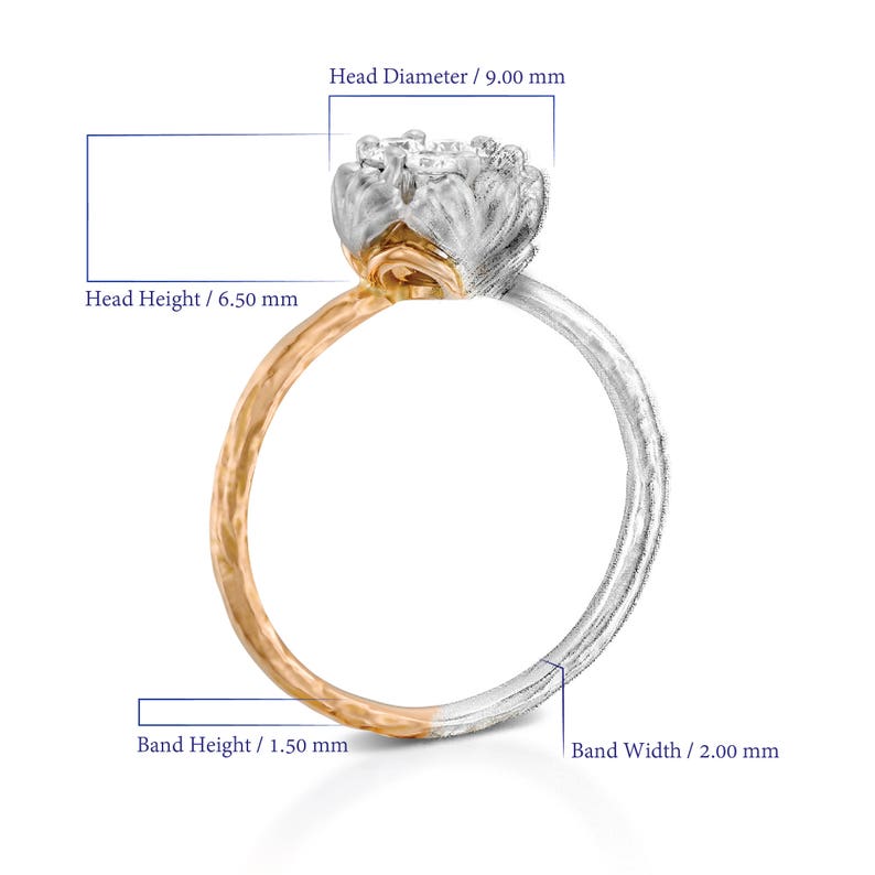 Unique Floral engagement ring Flower shape gold promise ring Etsy