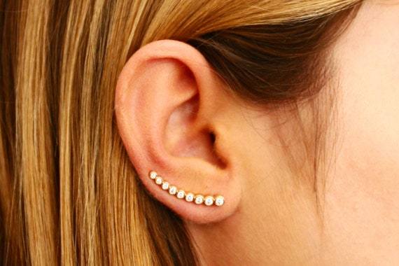 White gold ear climber discount