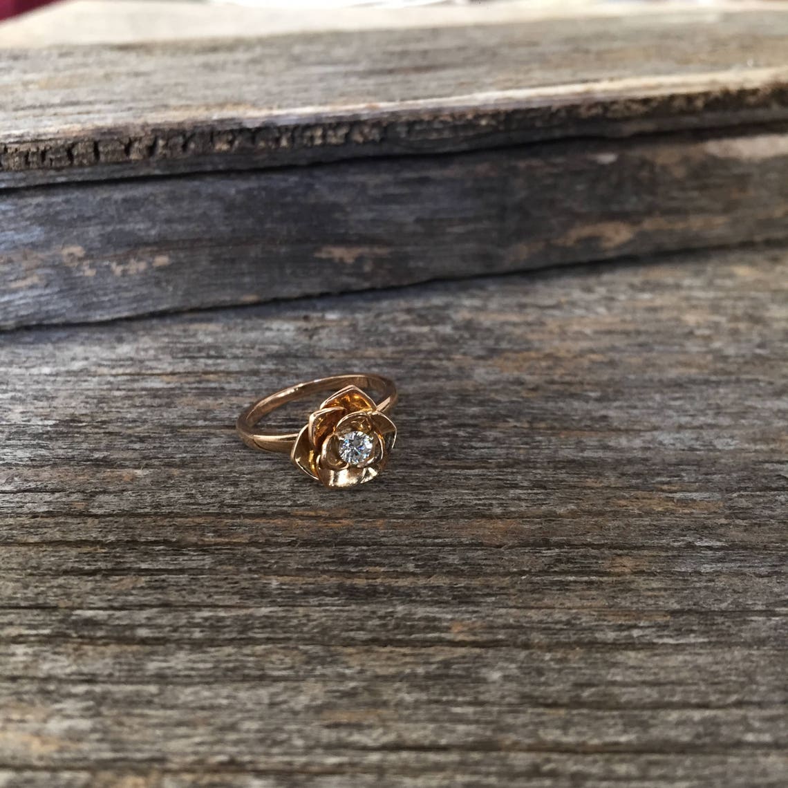 Rose Diamond Engagement Ring Flower Diamond Ring 18k Petals Etsy