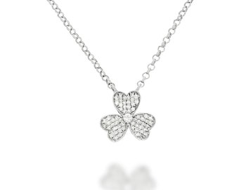 Clover Necklace 18K White Gold Diamonds 