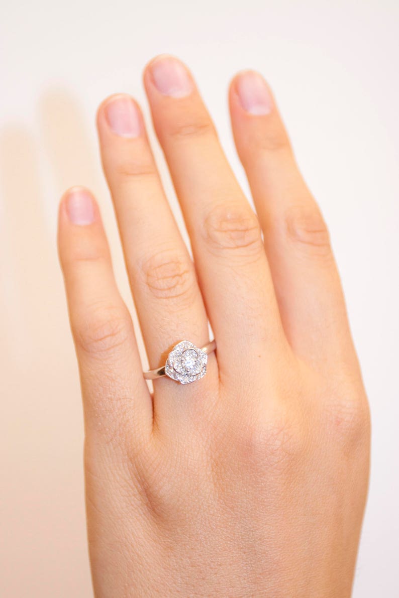 Floral Engagement Ring Diamond Bouquet Engagement Ring Etsy