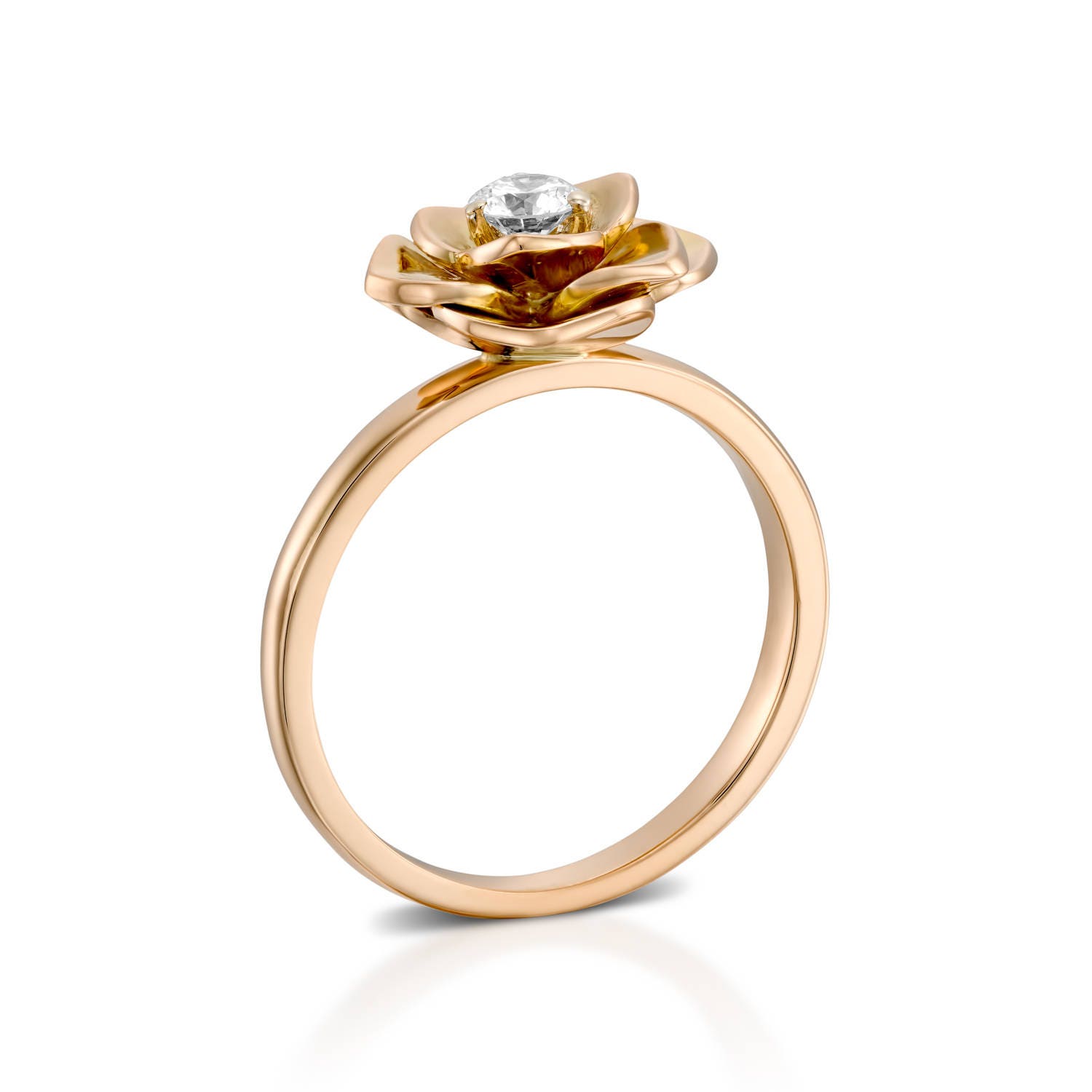 Rose diamond engagement ringFlower diamond ring Petals Etsy