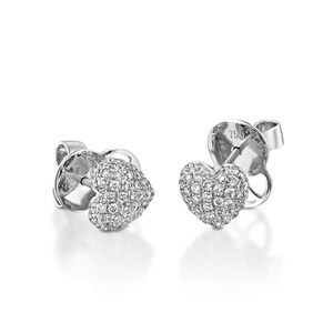 0.61 ct Natural Diamond Heart Stud Earrings, wedding earrings,  Pave Diamond Heart Stud Earrings, bridal jewellery