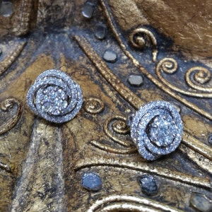1.42 Carat Natural  Pave Diamond Studs Infinity Earrings  18k - White/ rose / yellow  Gold Womens Jewelry