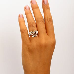Einzigartiger Diamant Schmetterlingsring, Frauenversprechenring, 18k rosa weißer Ring, Statementring, Jahrestagsgeschenk, Art-Deco-Vintage-Stil .. Bild 4