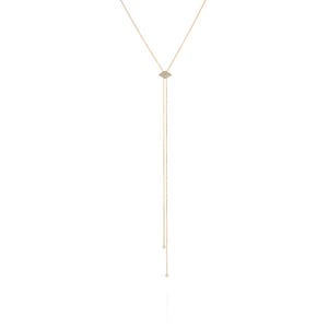Dainty gold necklace Gold Lariat Necklace, Y Necklace, Diamond tie necklace , Tassel Necklace, Layering Necklace, 18k Yellow Gold