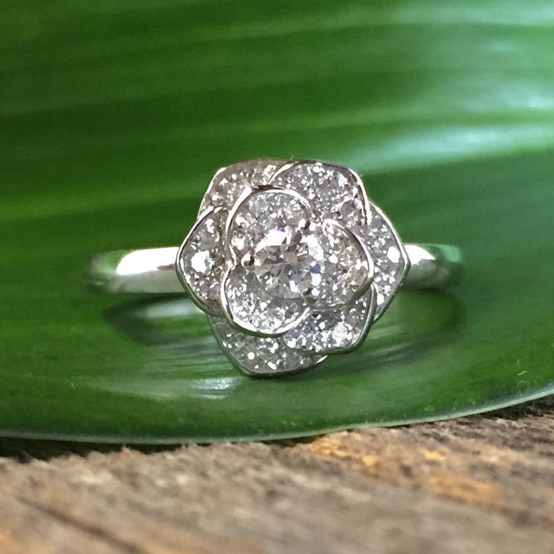 Floral Engagement Ring Diamond Bouquet Engagement Ring Etsy