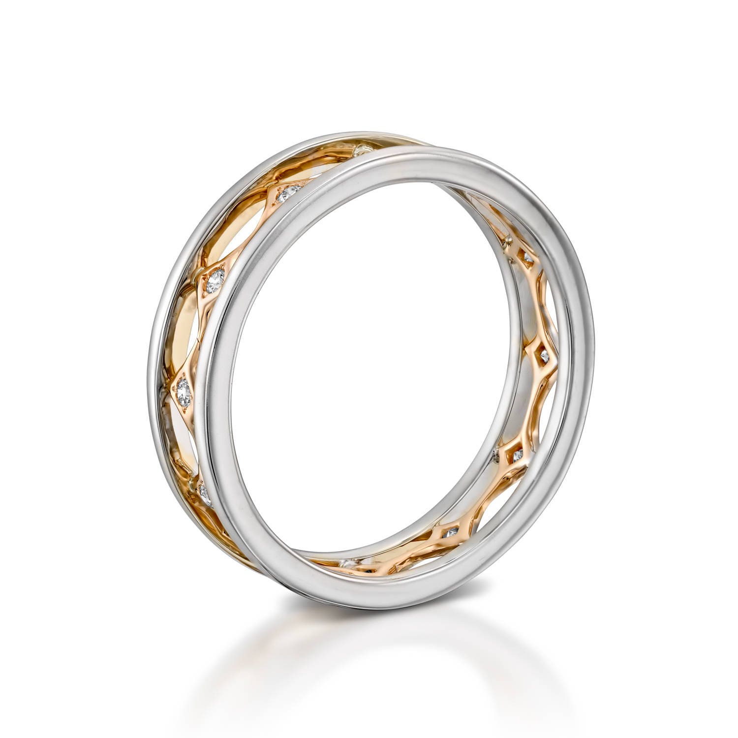 Women diamond wedding band diamond ring Double shank ring 2 Etsy