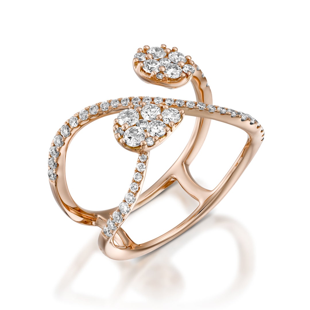 Rose Gold Infinity Ring Unique Diamond Engagement Ring, Diamond Wedding ...