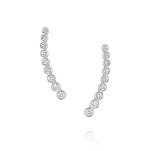 0.62 Carat Diamond Ear Climber Earrings,  Bezel diamond gold  earrings, ear crawler, cartilage earring, diamond ear cuffs
