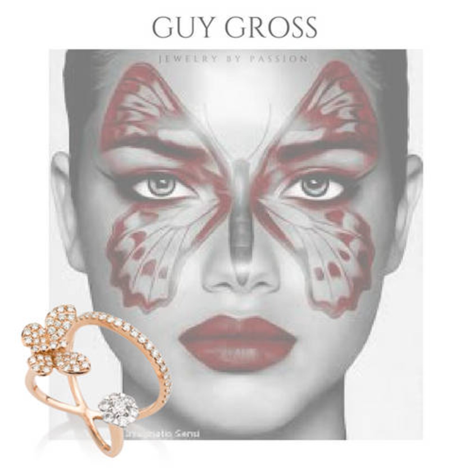 Butterfly Diamond Ring Rose Gold Butterfly Ring Butterfly Etsy