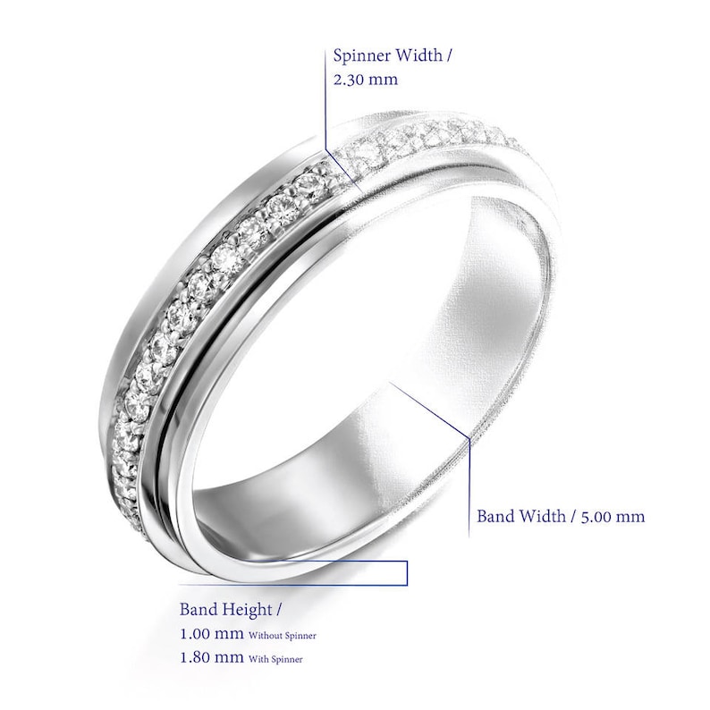 Solid White Gold Women Spinner Band Eternity Wedding Band Etsy