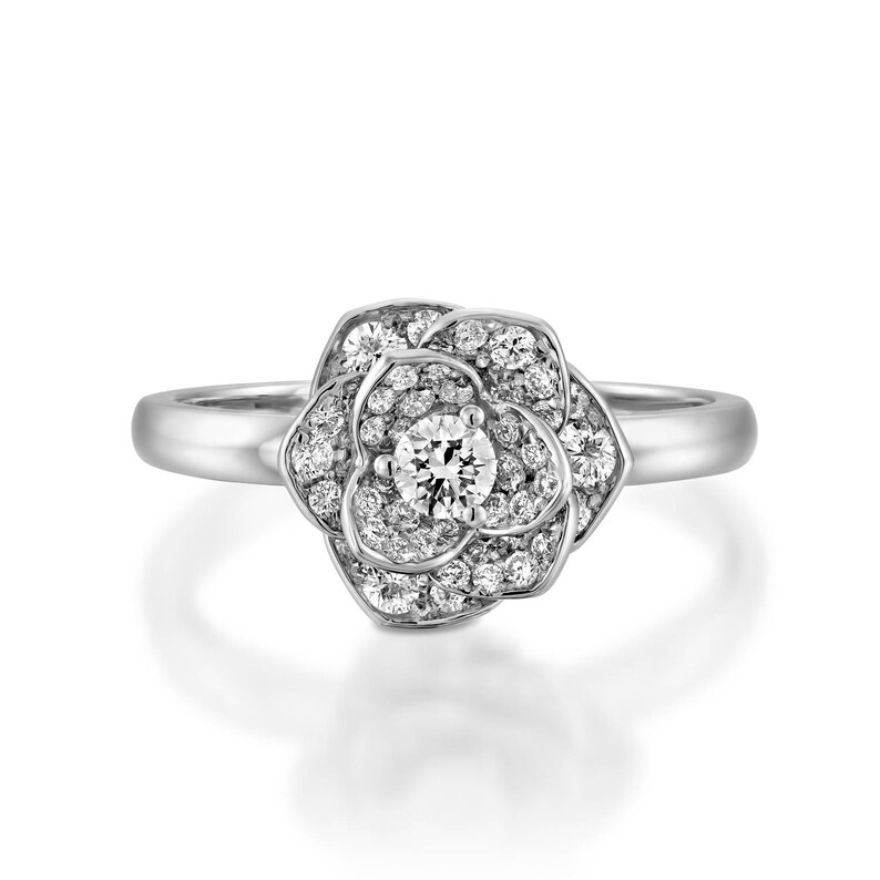 Flower Diamond Engagement Ring for Women Cluster Promise Etsy