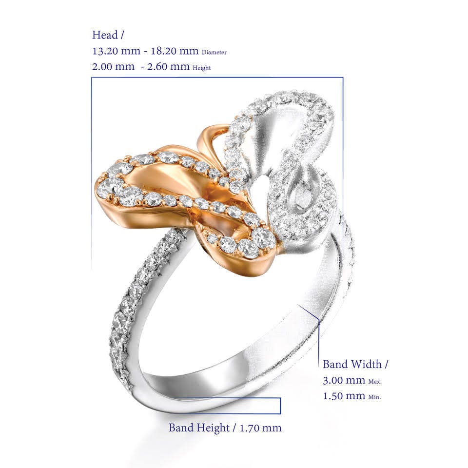 Unique Diamond Butterfly Ring Women Promise Ring 18k - Etsy