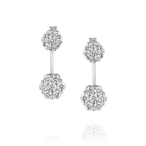 Diamond earrings, diamond stud earrings, flower floral earrings , women jewelry , bridal earrings