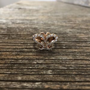 Einzigartiger Diamant Schmetterlingsring, Frauenversprechenring, 18k rosa weißer Ring, Statementring, Jahrestagsgeschenk, Art-Deco-Vintage-Stil .. Bild 6