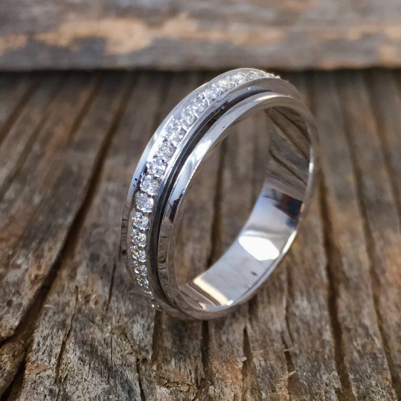 Eternity Wedding Band Gold Spinner Band Diamond Ring His and Etsy