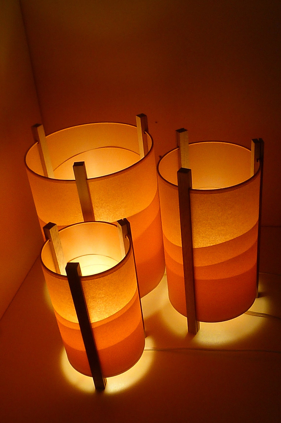 Paper Floor Lamp Japan Lamp Orange Table Lamp Floor Lamp Etsy