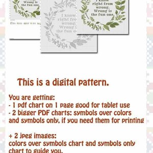 Funny cross stitch pattern Floral wreath cross stitch. Modern cross stitch. Funny xstitch. Floral needlework. Funny embroidery hoop art. image 3