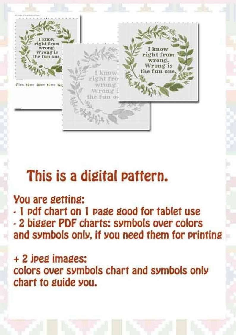 Funny cross stitch pattern Floral wreath cross stitch. Modern cross stitch. Funny xstitch. Floral needlework. Funny embroidery hoop art. image 3