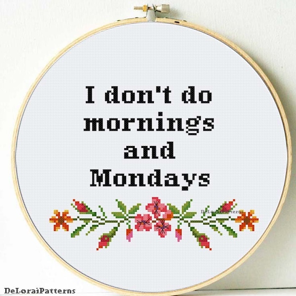 Funny cross stitch pattern funny office decor needlework digital pdf pattern I hate mondays funny work desk gift modern cross stitch pattern