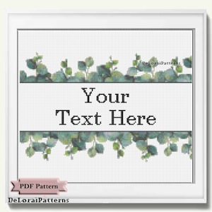 Green leaves cross stitch pattern custom message cross stitch personalised gift wedding anniversary funny message sarcastic wall decor