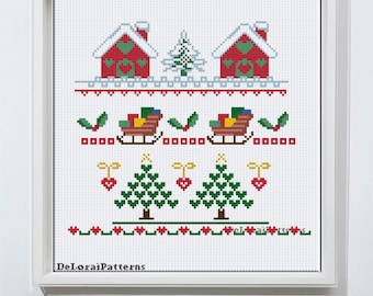 Christmas cross stitch pattern. Easy cross stitch Christmas pattern. Cute DIY Christmas decorations. Digital cross stitch pdf pattern