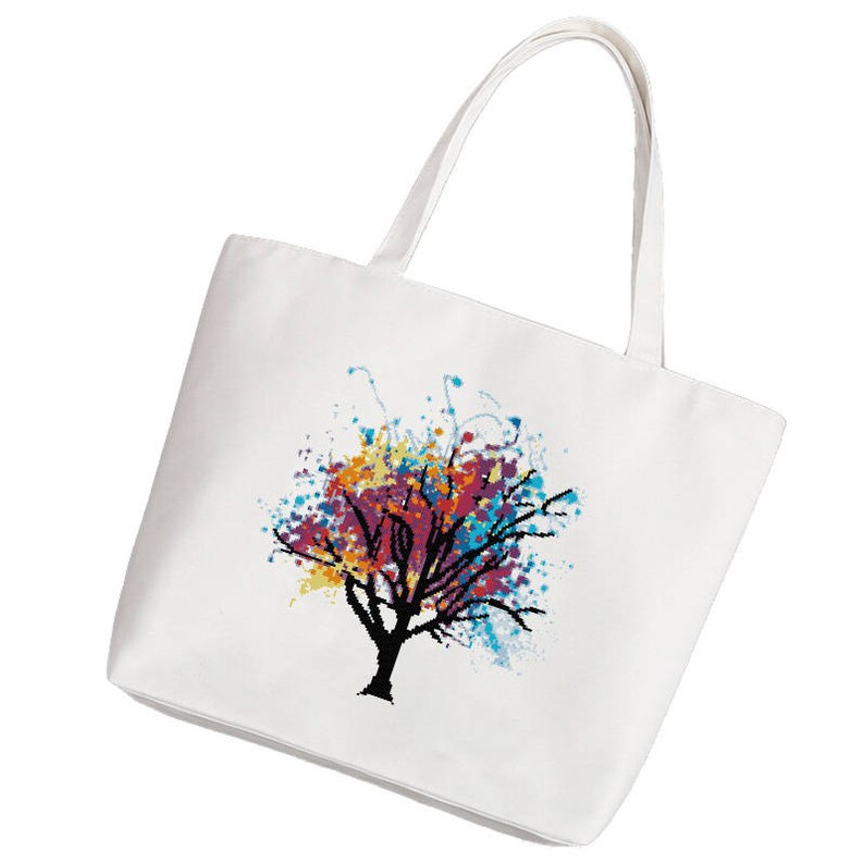 Rainbow tree cross stitch pattern. Watercolor tree cross | Etsy