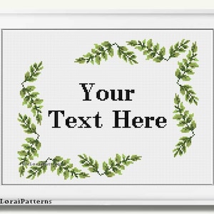 Custom cross stitch pattern green leaves leafy border greenery funny cross stitch chart personalised cross stitch digital pattern