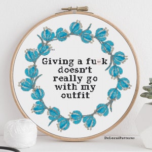 Sarcastic cross stitch pattern. Funny cross stitch pattern. Rude, swearing cross stitch wall decor. DIY funny gift. Subversive xstitch.