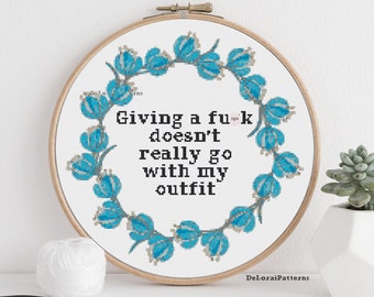 Sarcastic cross stitch pattern. Funny cross stitch pattern. Rude, swearing cross stitch wall decor. DIY funny gift. Subversive xstitch.