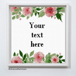 Aangepast kruissteekpatroon. Bloemen kruissteek patroon. Aquarel bloemen kruissteek grafiek. Gepersonaliseerde bruiloft kruissteek patroon.