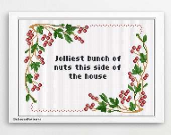 Funny cross stitch pattern. Funny Christmas cross stitch. Funny x stitch, funny christmas gift, wall decor, Christmas wreath decor ornament.