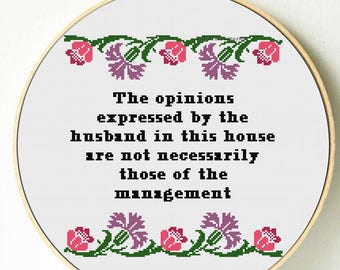 Funny cross stitch pattern PDF for Instant download. Modern sassy cross stitch home decor, funny husband and wife cross stitch pattern chart