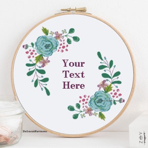 Aangepaste kruissteek patroon gepersonaliseerde bruiloft kruissteek verjaardag bloemen slinger kruissteek bloemenkrans kruissteek bloemen