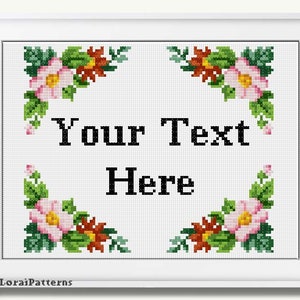 Patrón de punto de cruz personalizado nombre de punto de cruz divertido fecha de nacimiento personalizado floral fácil punto de cruz gráfico patrón pdf