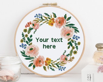 Personalized cross stitch pattern Custom cross stitch pattern Customizable cross stitch pattern. Flowers cross stitch pattern gift.