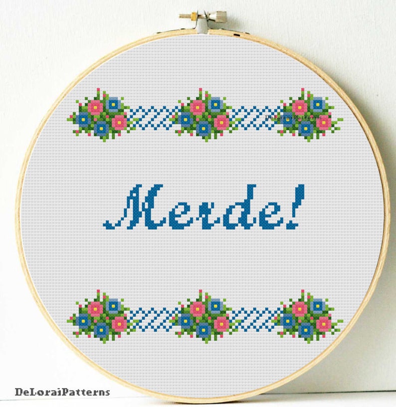 Funny Subversive Cross Stitch Pattern. Merde Cross Stitch Etsy