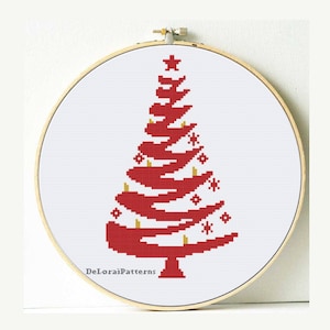 Christmas tree cross stitch. Christmas ornament, Christmas decoration, Christmas wall, counted cross stitch, Christmas tree embroidery,