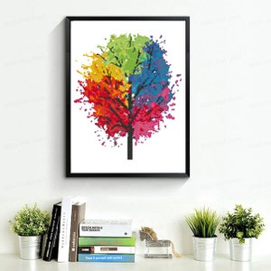 Rainbow tree cross stitch pattern. Counted cross stitch, watercolor rainbow tree wall hanging. Rainbow tree wall decor, diy gift, craft gift