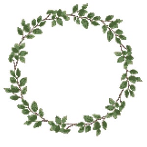 Leaves cross stitch wreath pfd pattern for instant download leaves border leaves frame template botanical greenery border DIY handmade