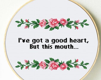 Funny cross stitch pattern. Subversive cross stitch. Funny wall decor. Modern xstitch pattern. Naughty, rude cross stitch. Vintage roses.