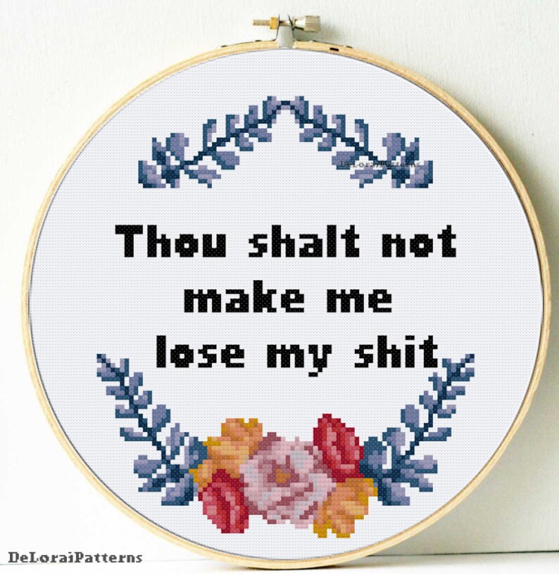 Rude cross stitch pattern Thou shalt not make me lose my Etsy