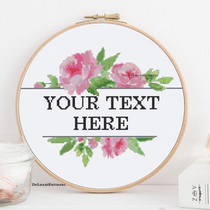 Custom cross stitch pattern. Personalized cross stitch flowers border. Weeding cross stitch floral frame anniversary gift Mother's day gift