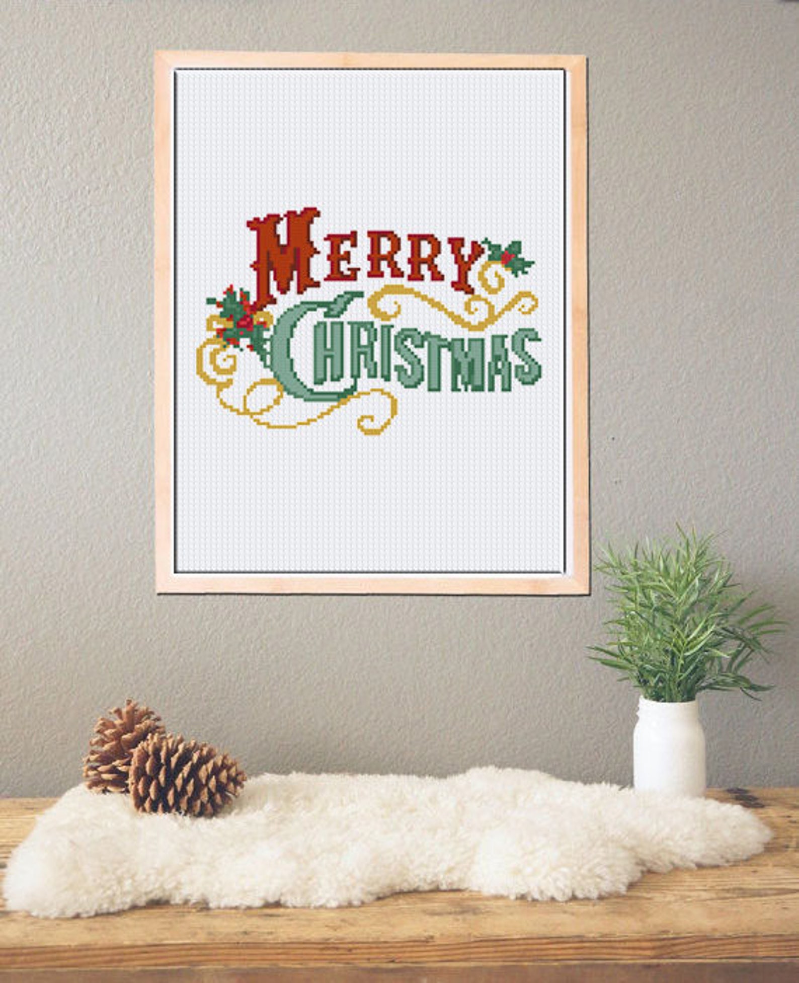 Vintage Christmas cross stitch pattern for Instant download. | Etsy