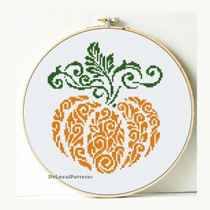 Pumpkin cross stitch. Thanksgiving Day cross stitch, harvest, fall decoration autumn cross stitch pattern, Thanksgiving Day home decor