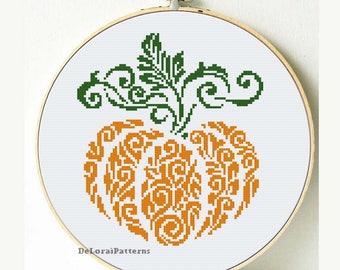 Pumpkin cross stitch. Thanksgiving Day cross stitch, harvest, fall decoration autumn cross stitch pattern, Thanksgiving Day home decor