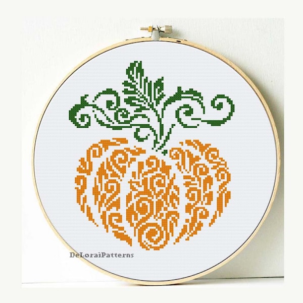 Pumpkin cross stitch. Thanksgiving Day cross stitch, harvest, fall decoration autumn cross stitch pattern, Thanksgiving Day home decor