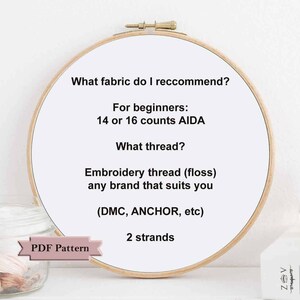 Funny cross stitch pattern Floral wreath cross stitch. Modern cross stitch. Funny xstitch. Floral needlework. Funny embroidery hoop art. image 8