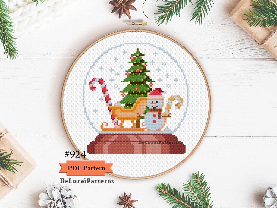 Christmas Snow Globe Cross Stitch Pattern Small Christmas Decoration ...